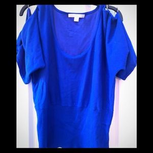 Boston Proper electric blue gold open shoulder top